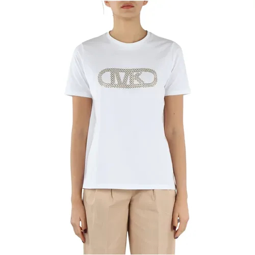 Bio-Baumwoll-T-Shirt mit Metall-Details , Damen, Größe: XS - Michael Kors - Modalova