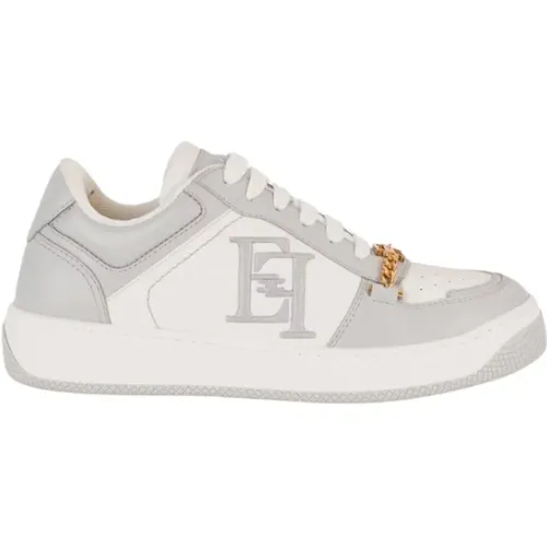 Leder-Sneakers mit gesticktem Logo , Damen, Größe: 37 EU - Elisabetta Franchi - Modalova