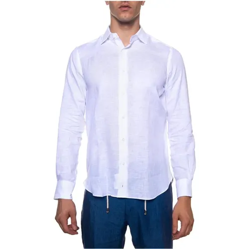 Italienisches Leinenhemd Einfacher Schnitt,Italienisches Leinenhemd mit Kontrastknöpfen,Leinenhemd Kleiderhals Italia - Càrrel - Modalova