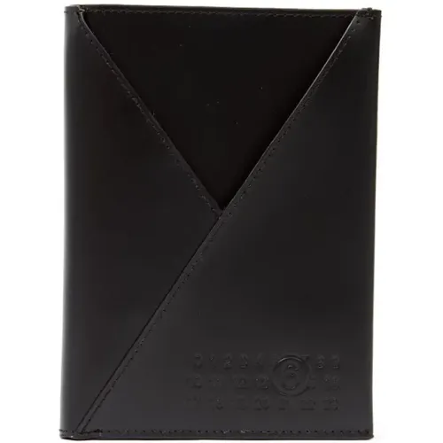 Wallets & Cardholders, male, , Size: ONE SIZE Leather Passport Wallet with Snap Button - MM6 Maison Margiela - Modalova