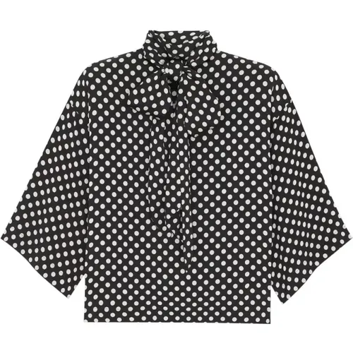 Polka-dot pussy-bow blouse , female, Sizes: M - Saint Laurent - Modalova
