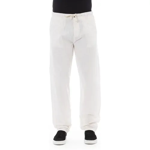 Straight Trousers, male, , Size: L Chino Pants - Front Button Closure - Baldinini - Modalova