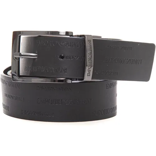 Belts, male, , Size: ONE SIZE Logo Reversible Adjustable Leather Belt - Emporio Armani - Modalova