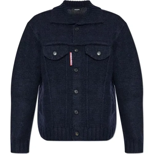 Cardigans, male, , Size: 2XL Wool cardigan - Dsquared2 - Modalova