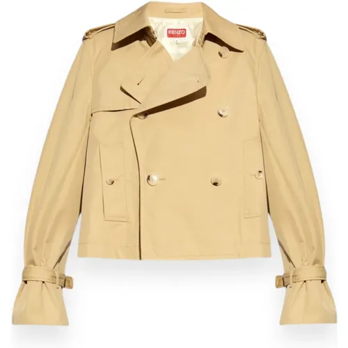 Light Jackets, female, , Size: XS Trench Crop Coat with Double Pockets - Kenzo - Modalova