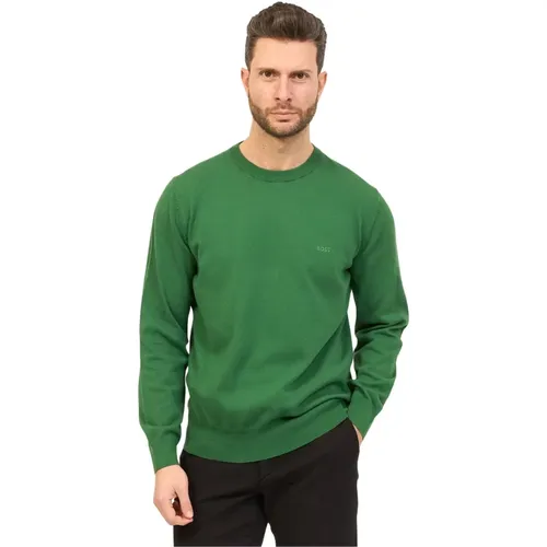 Essentieller Grüner Pullover mit Besticktem Logo , Herren, Größe: S - Hugo Boss - Modalova