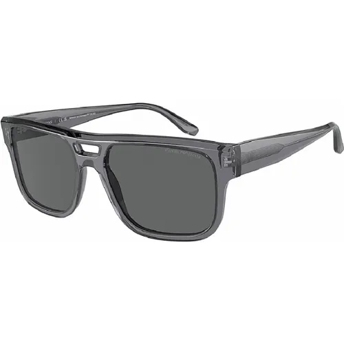 Transparent Grey Sunglasses with Dark Grey Lenses , male, Sizes: 57 MM - Emporio Armani - Modalova