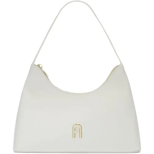 Weiße Leder Reißverschluss Handtasche , Damen, Größe: ONE Size - Furla - Modalova