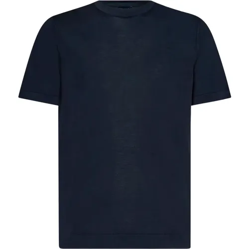 Blaues Rundhals-T-Shirt,T-SHIRT Frosted - Drumohr - Modalova