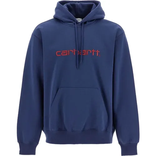 Gemütlicher Kapuzenpullover mit gestickter Schrift , Herren, Größe: L - Carhartt WIP - Modalova