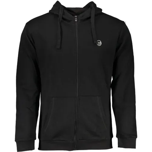 Zip-throughs, male, , Size: XL Hooded Sweatshirt with Zipper and Logo Embroidery - Sergio Tacchini - Modalova