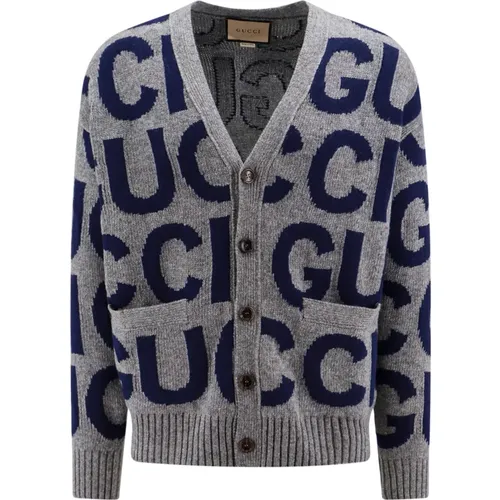 Logo Wool Cardigan , male, Sizes: S - Gucci - Modalova