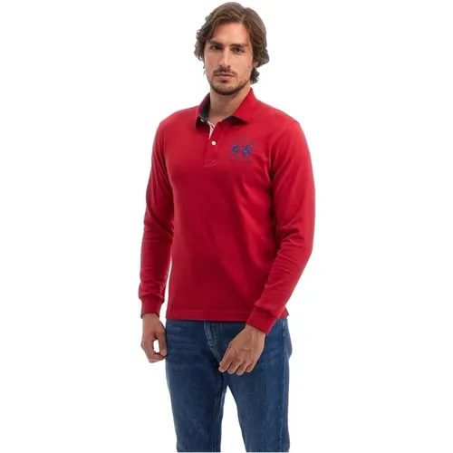 Rotes Langarm-Poloshirt , Herren, Größe: 3XL - LA MARTINA - Modalova