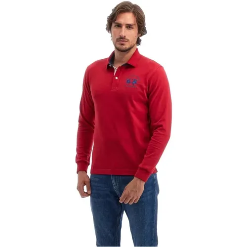 Rotes Langarm-Poloshirt , Herren, Größe: XL - LA MARTINA - Modalova