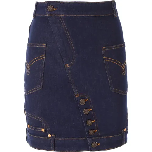 Upside Down Denim Skirt , female, Sizes: W28 - Moschino - Modalova