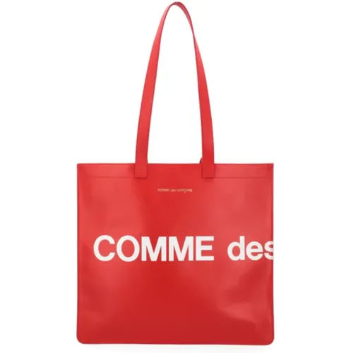 Rote Leder Shopper mit Großem Logo - Comme des Garçons - Modalova