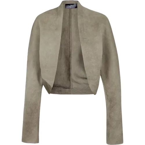 Bimba, stone grey linen jacket , female, Sizes: M, L - Cortana - Modalova