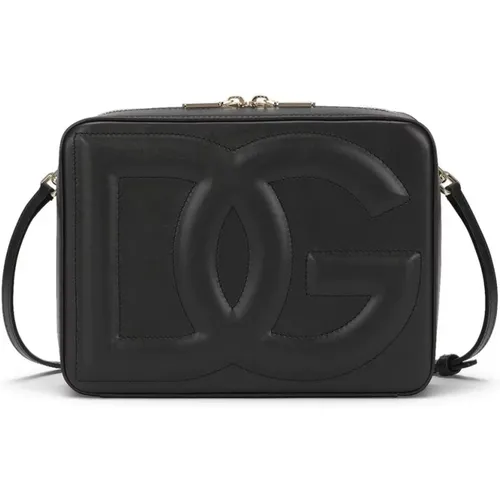 Embossed Logo Leather Bag , female, Sizes: ONE SIZE - Dolce & Gabbana - Modalova