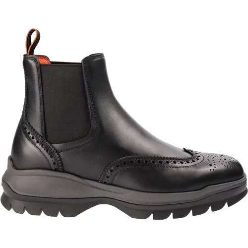 Leder Arbeitsstiefel - Schwarz , Herren, Größe: 41 EU - Santoni - Modalova