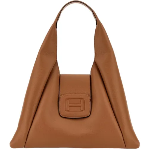 Leather Hobo Bag , female, Sizes: ONE SIZE - Hogan - Modalova
