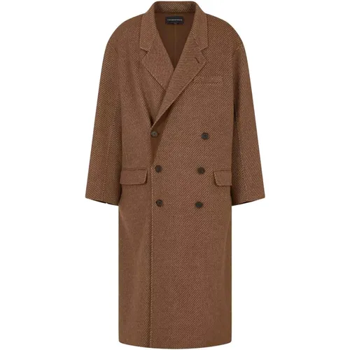 Double-Breasted Coats, male, , Size: M Double-Breasted Coat - Emporio Armani - Modalova
