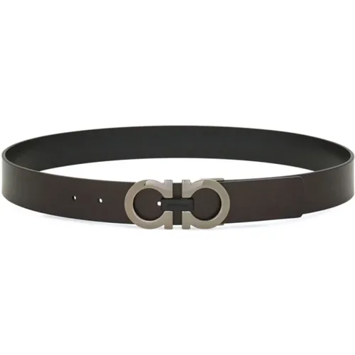 Belts, male, , Size: 110 CM Reversible Leather Belt with Gancini Buckle - Salvatore Ferragamo - Modalova