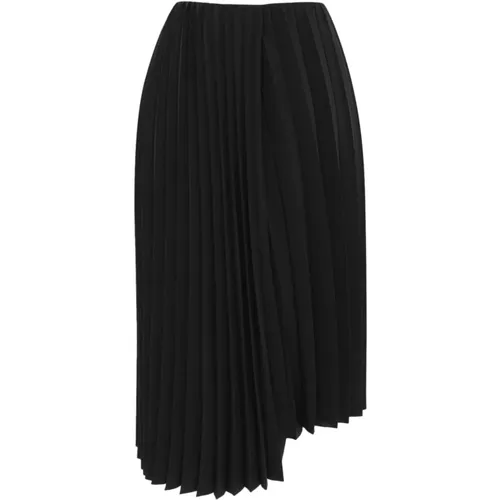 Midi Skirts, female, , Size: M Asymmetrical Pleated Midi Skirt - Saint Laurent - Modalova