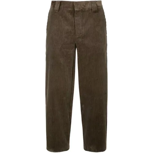 Straight Trousers, male, , Size: L Corduroy Trousers, Khaki, Straight Leg - Golden Goose - Modalova