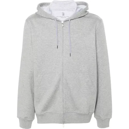 Zip-throughs, male, , Size: M Hooded Sweater with Zipper - BRUNELLO CUCINELLI - Modalova