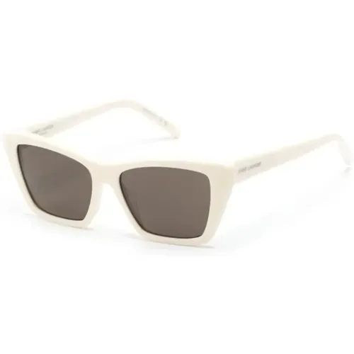 Mila Ivory/Grey Sunglasses , female, Sizes: ONE SIZE - Saint Laurent - Modalova