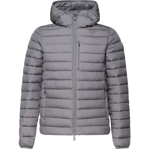 Winter Jackets, male, , Size: XL Padded Hooded Coat Mid Grey - Save The Duck - Modalova