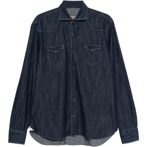 Denim Shirts, male, , Size: S Denim Shirt with Chest Pockets - Barba - Modalova