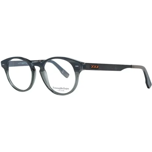 Glasses, male, , Size: ONE SIZE Round Grey Plastic Optical Frames - Ermenegildo Zegna - Modalova