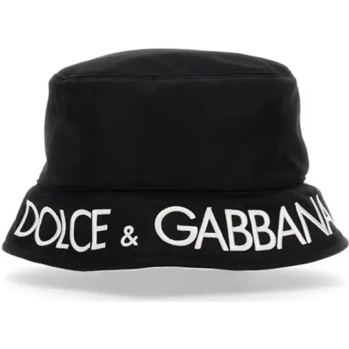 Schwarzer und weißer bestickter Logo-Hut , unisex, Größe: 59 CM - Dolce & Gabbana - Modalova