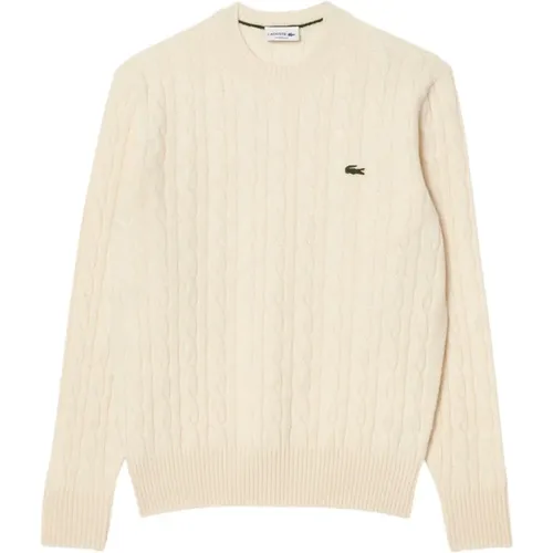 Offwhite Zopfmuster Wollpullover , Herren, Größe: XL - Lacoste - Modalova