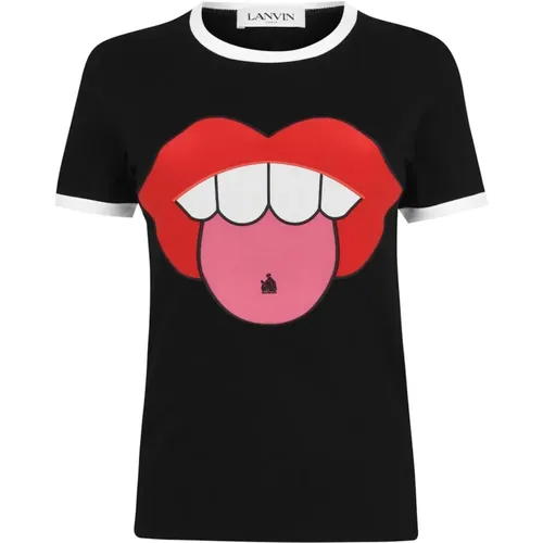 T-Shirts, female, , Size: XS Lips Logo T-Shirt - Lanvin - Modalova