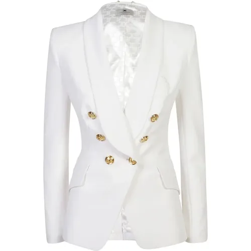 Weiße Oberbekleidung Blazer Chic Style , Damen, Größe: L - Elisabetta Franchi - Modalova