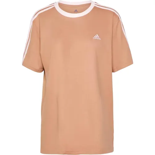 Streifen T-Shirt , Damen, Größe: M - Adidas - Modalova