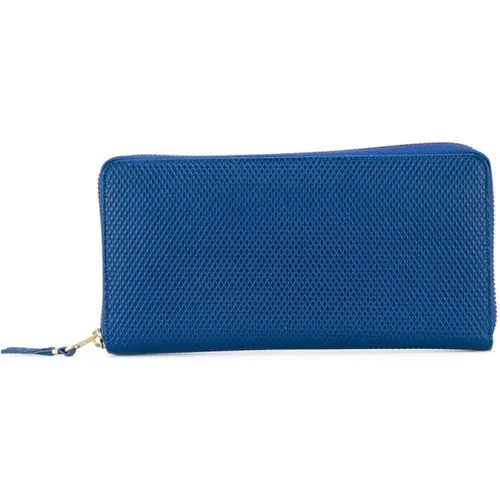 Blau bedrucktes Lederportemonnaie mit Reißverschluss - Comme des Garçons - Modalova
