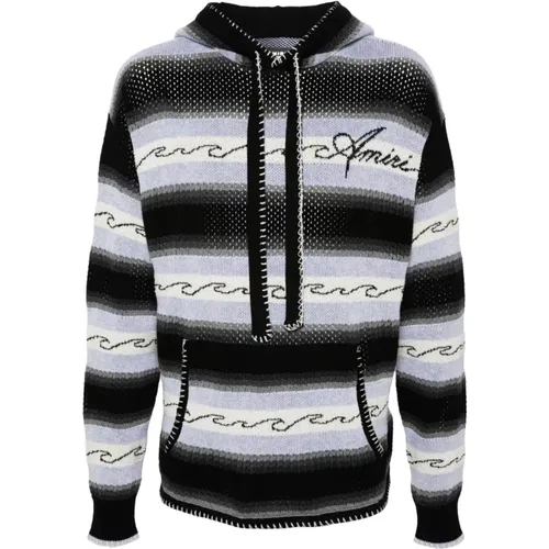 Hoodies, male, , Size: L Striped Knit Hooded Sweater - Amiri - Modalova