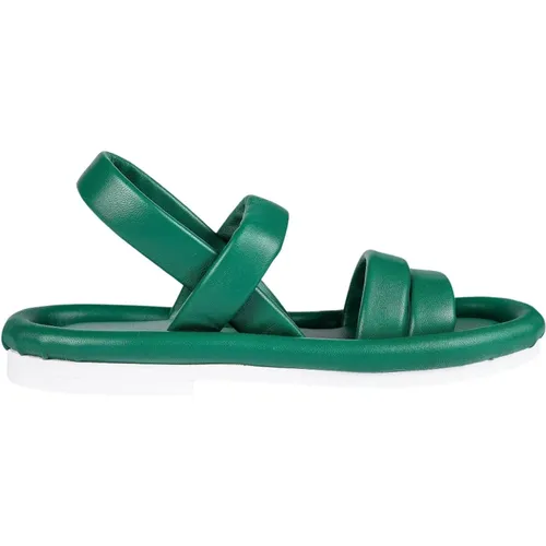 Grüne flache Sandale mit gepolsterten Riemen , Damen, Größe: 37 EU - DEL Carlo - Modalova