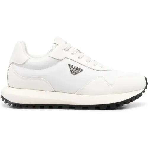 Weiße Sneaker mit Paneelen , Herren, Größe: 44 EU - Emporio Armani - Modalova