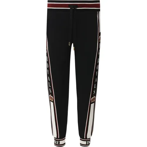 Sweatpants, male, , Size: M Ribbed Trims Trousers - Dolce & Gabbana - Modalova