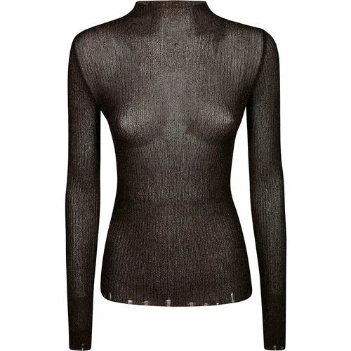 Gerippter Pullover mit Biss , Damen, Größe: M - pinko - Modalova