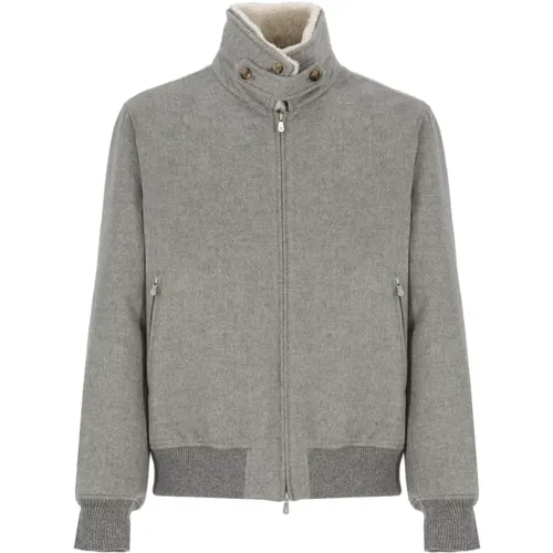 Cashmere Jacket High Neck Zip Fastening , male, Sizes: XL, L - BRUNELLO CUCINELLI - Modalova