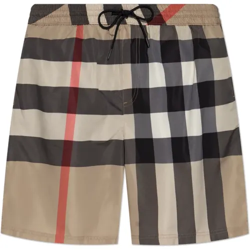 Beachwear, male, , Size: 2XL Checked pattern swim shorts - Burberry - Modalova