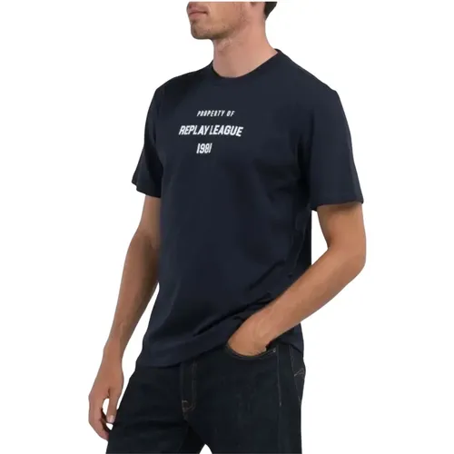 Herren Logo T-Shirt , Herren, Größe: L - Replay - Modalova