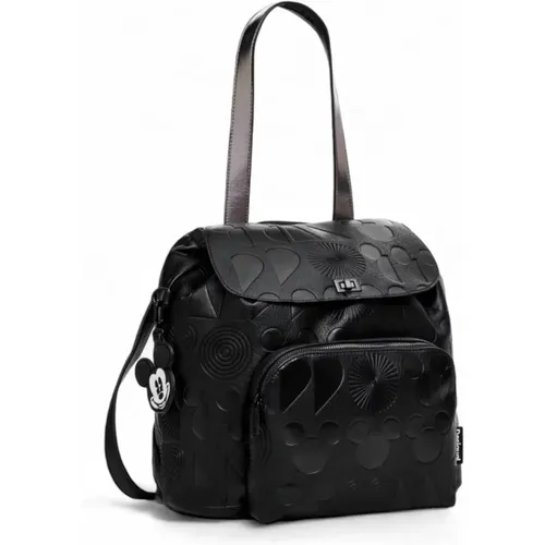 Schwarze Handtasche/Rucksack mit Reißverschlusstaschen - Desigual - Modalova