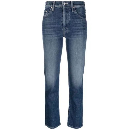 Indigo High-Rise Cropped Skinny Jeans , female, Sizes: W25, W24, W28, W32 - Mother - Modalova