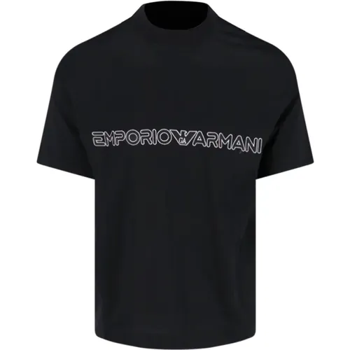 Schwarzes Logo Baumwoll T-Shirt , Herren, Größe: M - Emporio Armani - Modalova